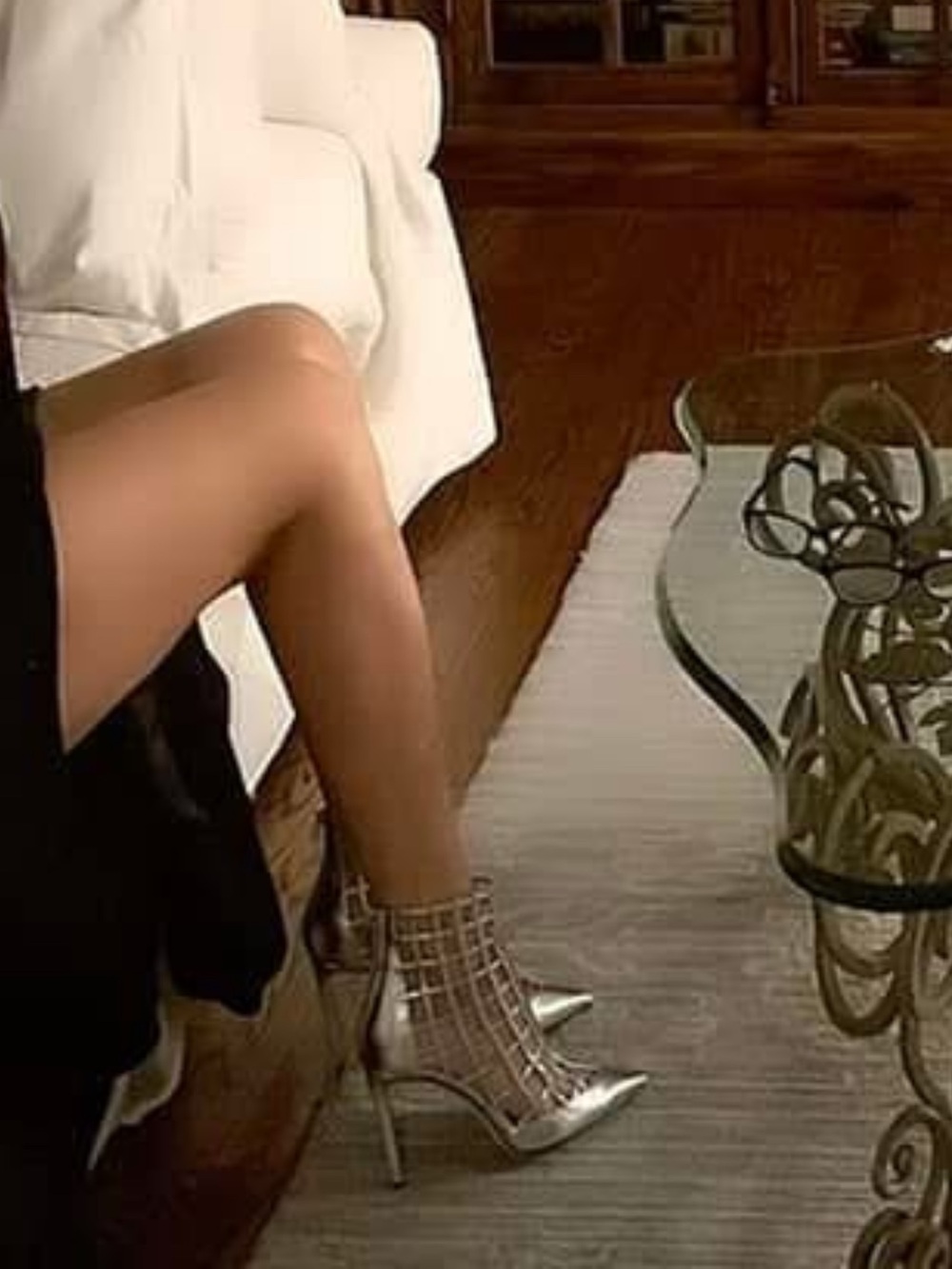 Jimmy Choo Metallic Silver Cage Stiletto Shoes Sheldon 100 Metallic Napa Leather